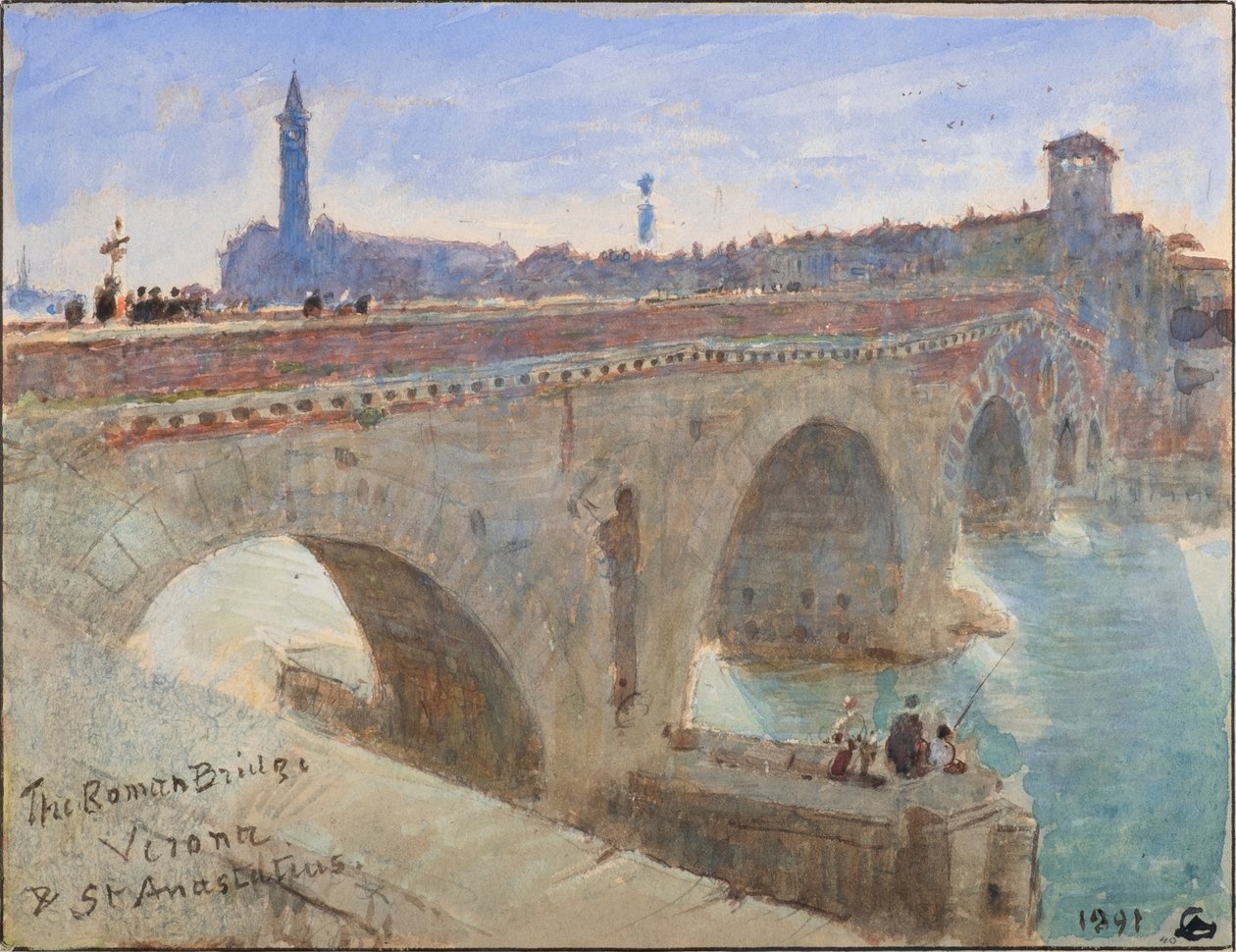 A Ponte Romana, Verona e Santo Anastácio de Albert Goodwin