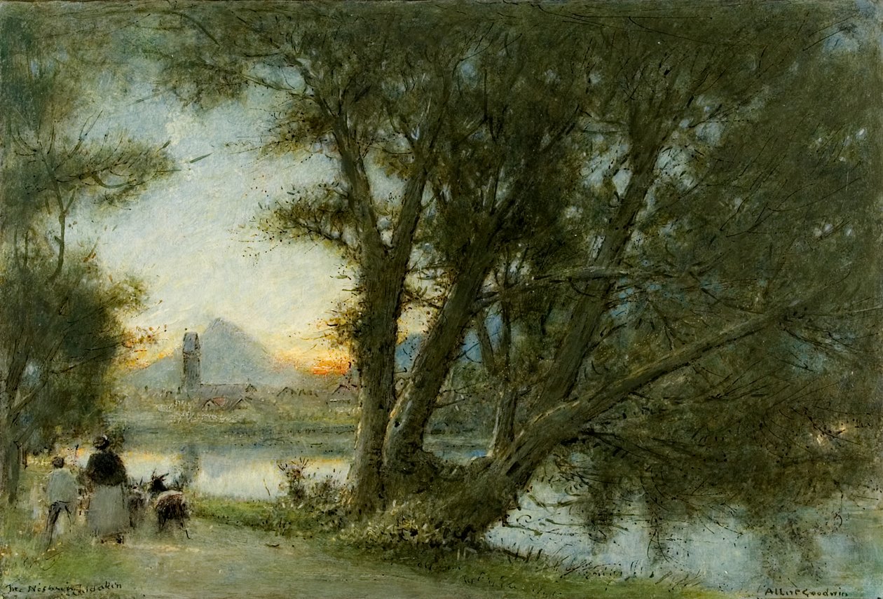 The Village of…, c.1860-c.1932 (óleo, caneta e tinta a bordo) de Albert Goodwin