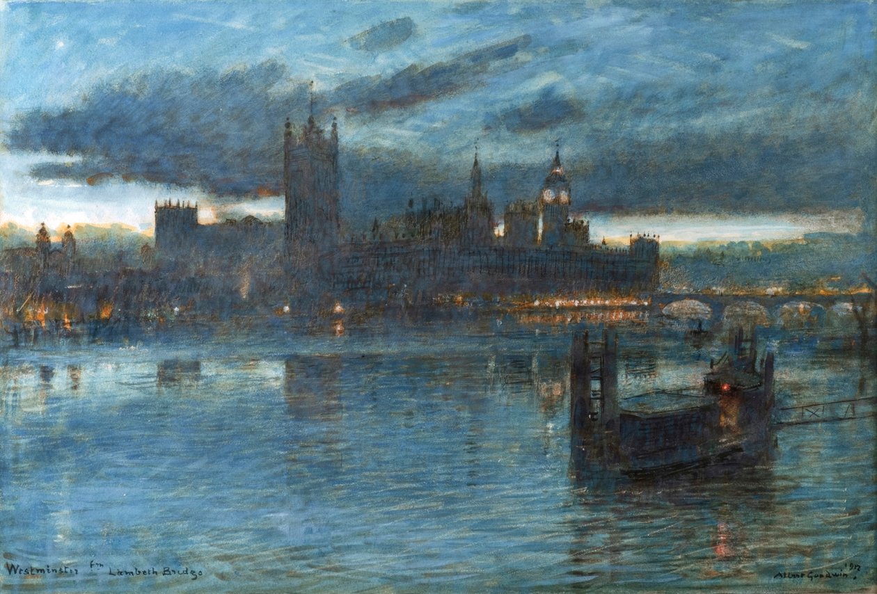 Westminster a partir da Ponte de Lambeth de Albert Goodwin