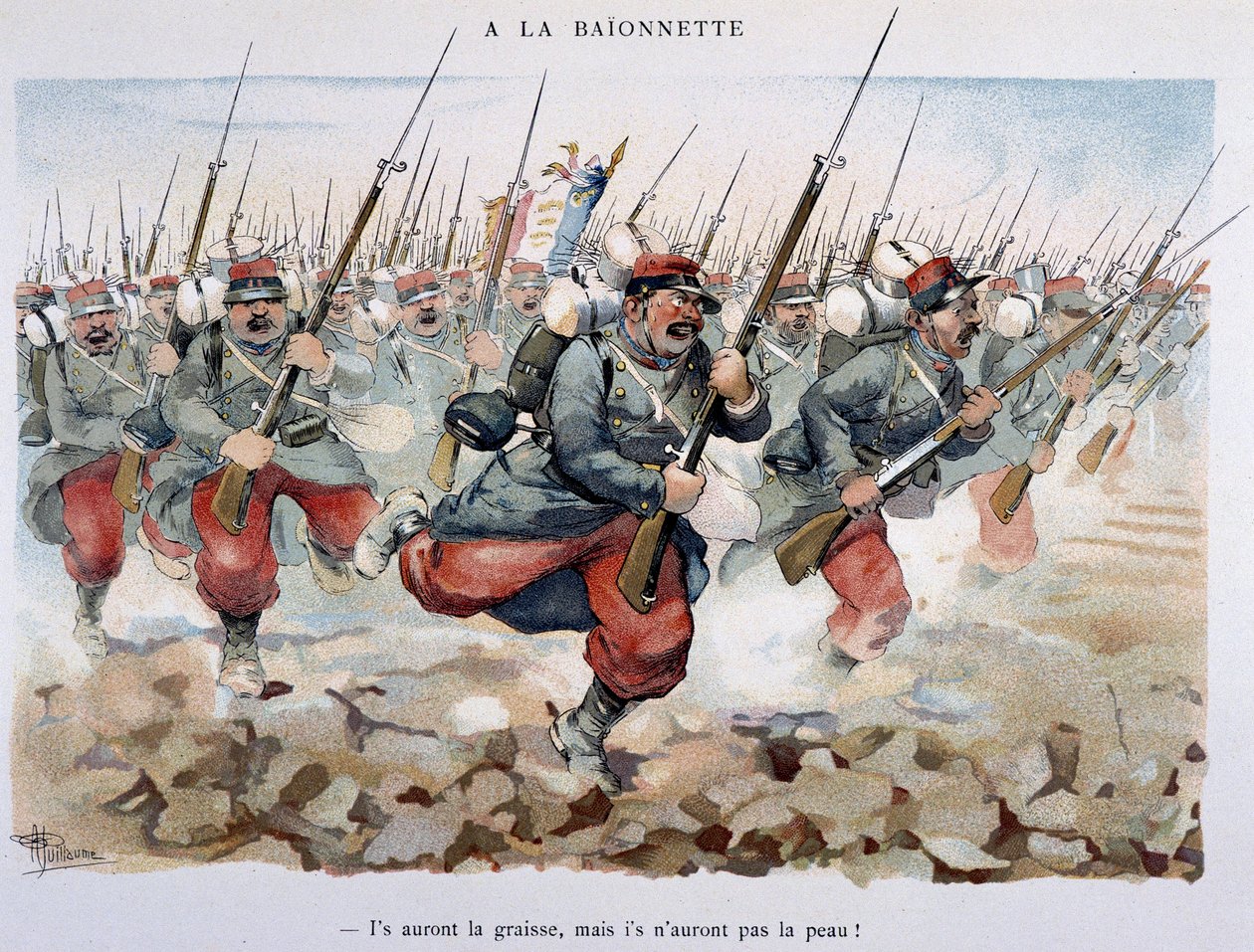 A la baionette - em "Album militaire" de Albert Guillaume (1873-1942), por volta de 1900 de Albert Guillaume
