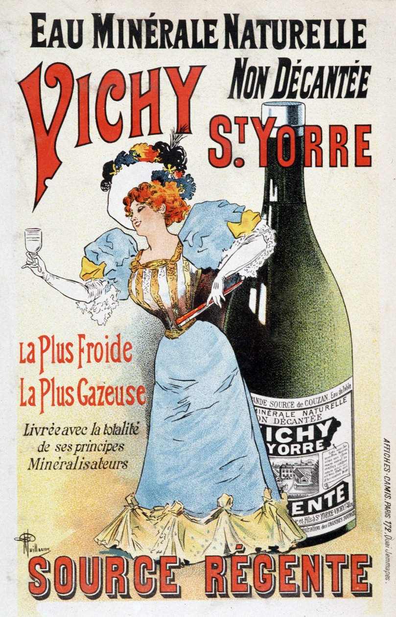 Publicidade da água mineral Vichy St Yorre - por Albert Guillaume (1873-1942), v.1895 de Albert Guillaume