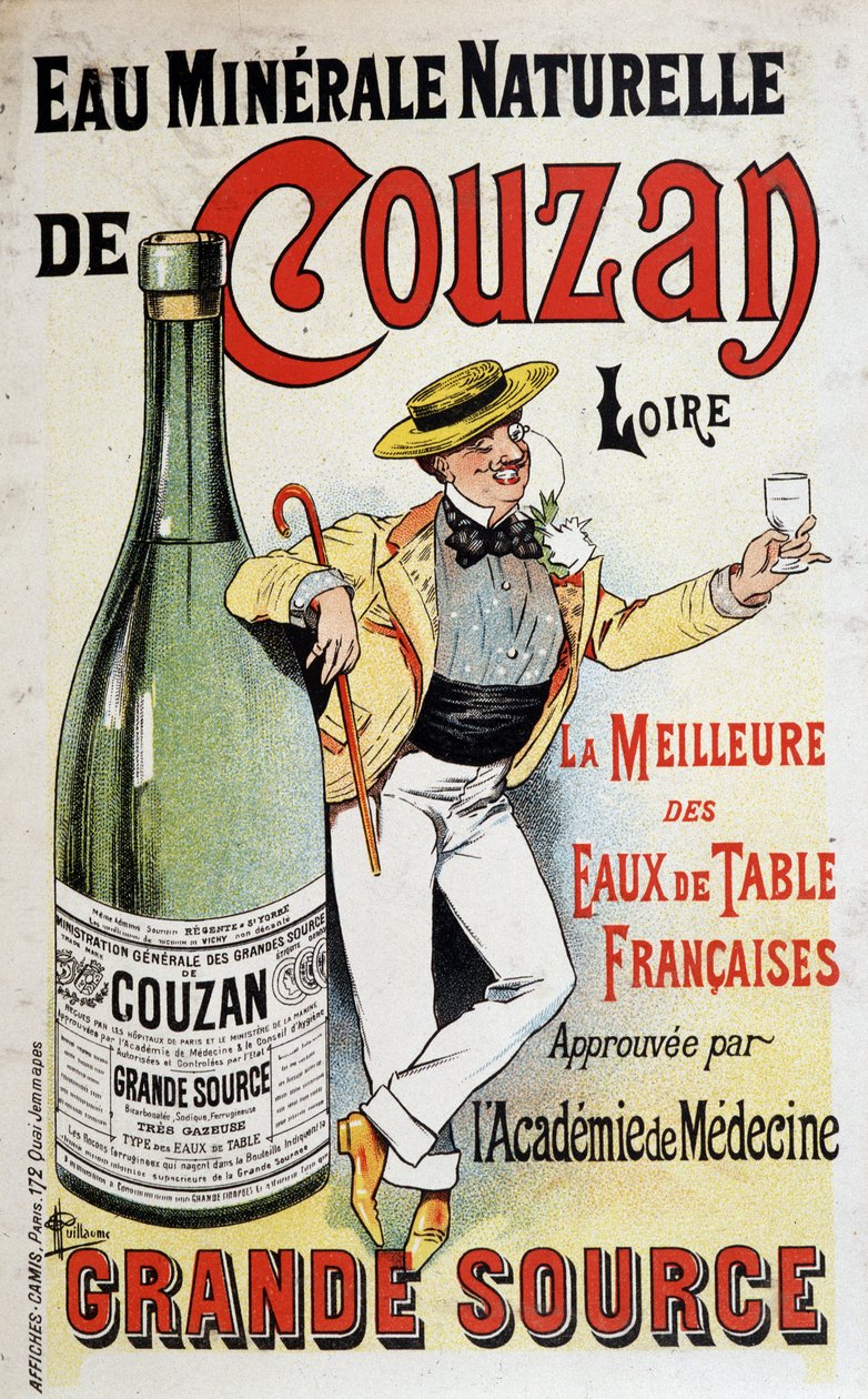 Publicidade à água mineral de Couzan - por Albert Guillaume (1873-1942), v.1895 de Albert Guillaume