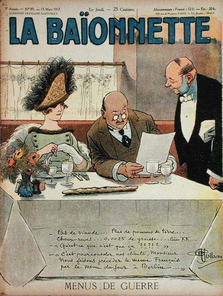 Menus of War, de La Baionnette, 15 de março de 1917 de Albert Guillaume