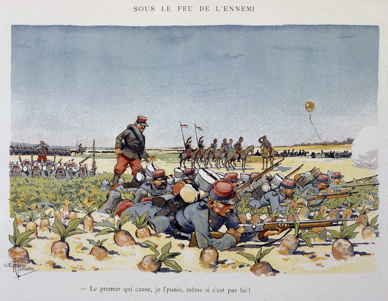 Sob fogo inimigo - a Armee vista por A. guillaume, por volta de 1900 de Albert Guillaume