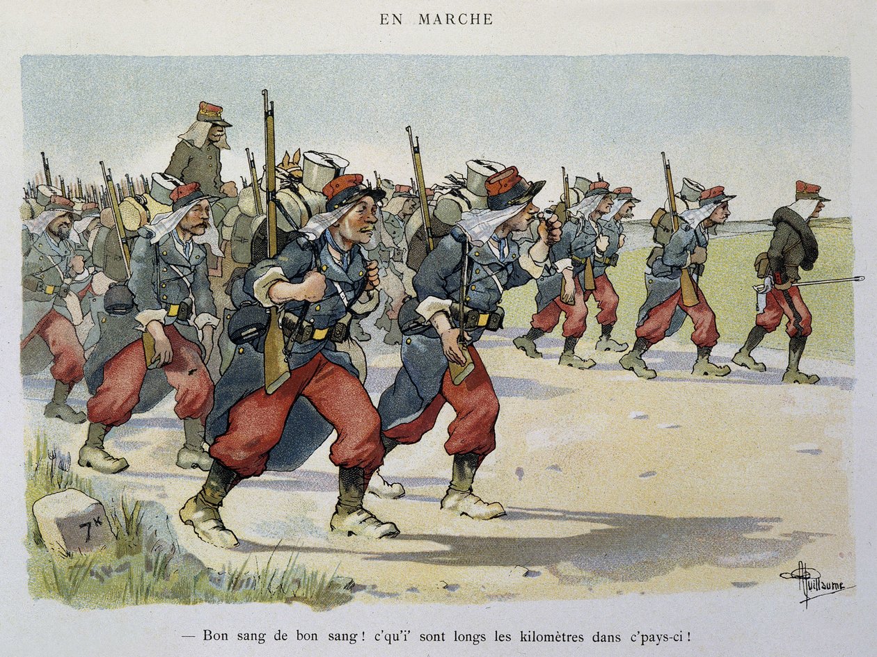 Caminhada - A Armee vista por Albert Guillaume (1873-1942), cerca de 1900 de Albert Guillaume