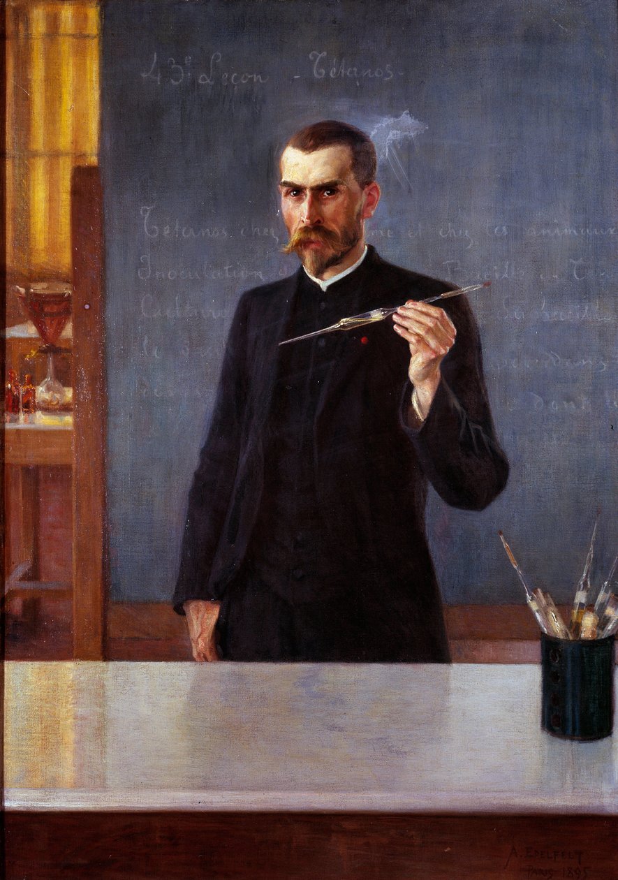 Retrato do Dr. Emile Roux, assistente de Louis Pasteur em 1894 Pintura de Albert Edelfelt (1854-1905) (ec.fin.) 1894 Paris, musee Pasteur - Retrato do Dr. Emile Roux, assistente de Louis Pasteur, em 1894. Pintura de Albert Edelfelt (1854-1905) (finlandês) de Albert Gustaf Aristides Edelfelt