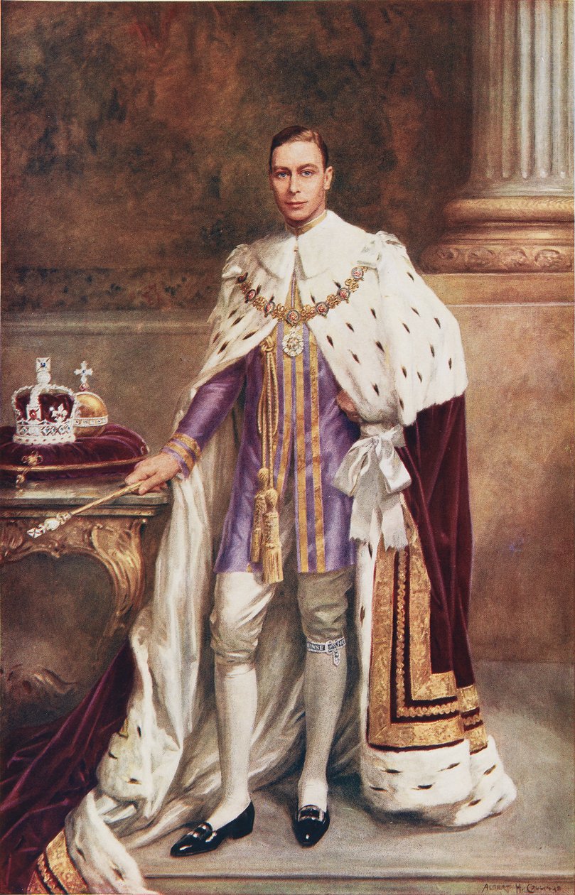 Rei George VI em vestes de coroação de Albert Henry Collings