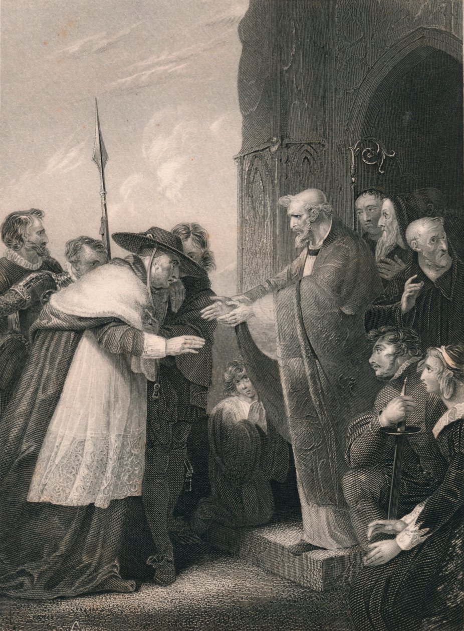 Cardeal Wolsey: Entrando na Abadia de Leicester, 1530, meados do século XIX. de Albert Henry Payne