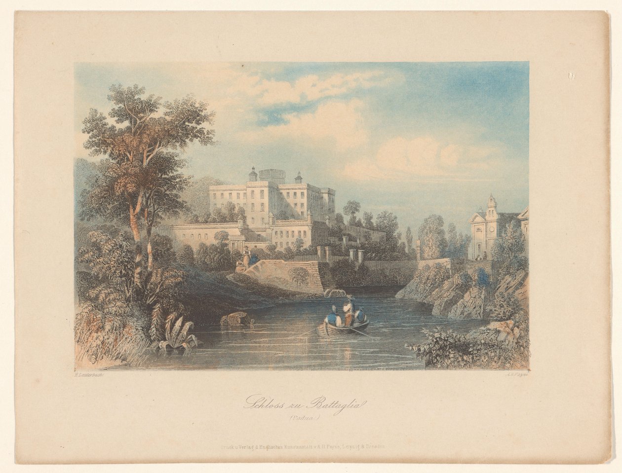 Vista do Castello del Catajo em Battaglia Terme Castelo de Battaglia (Pádua) (título no objeto) de Albert Henry Payne