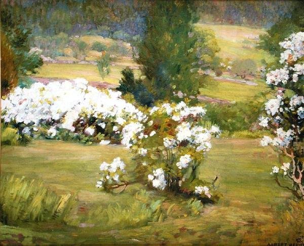 Flores desabrochando, c.1925 (óleo sobre tela) de Albert Herter