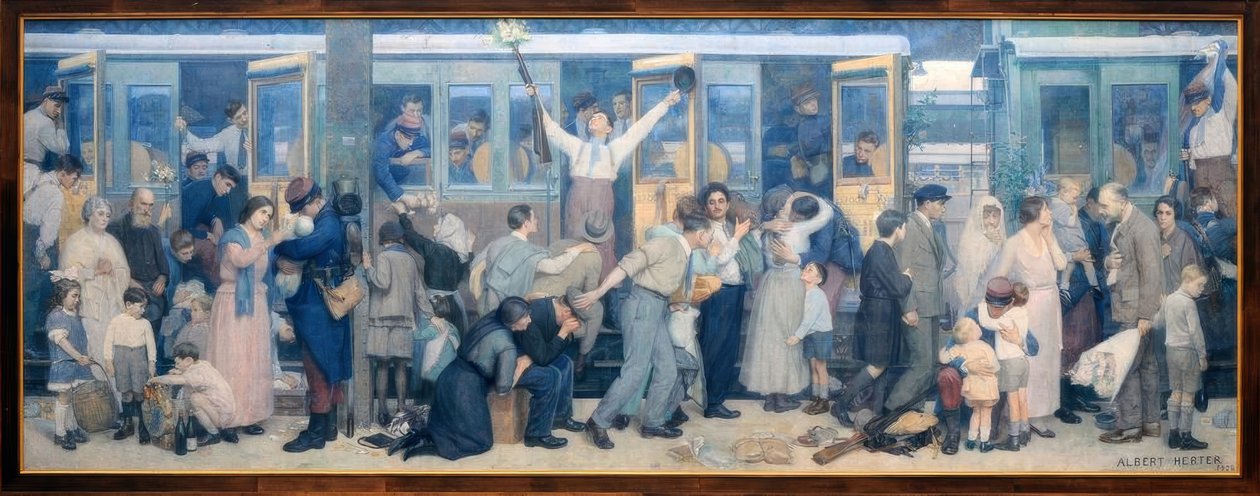 A partida do poilus - Agosto de 1914 de Albert Herter