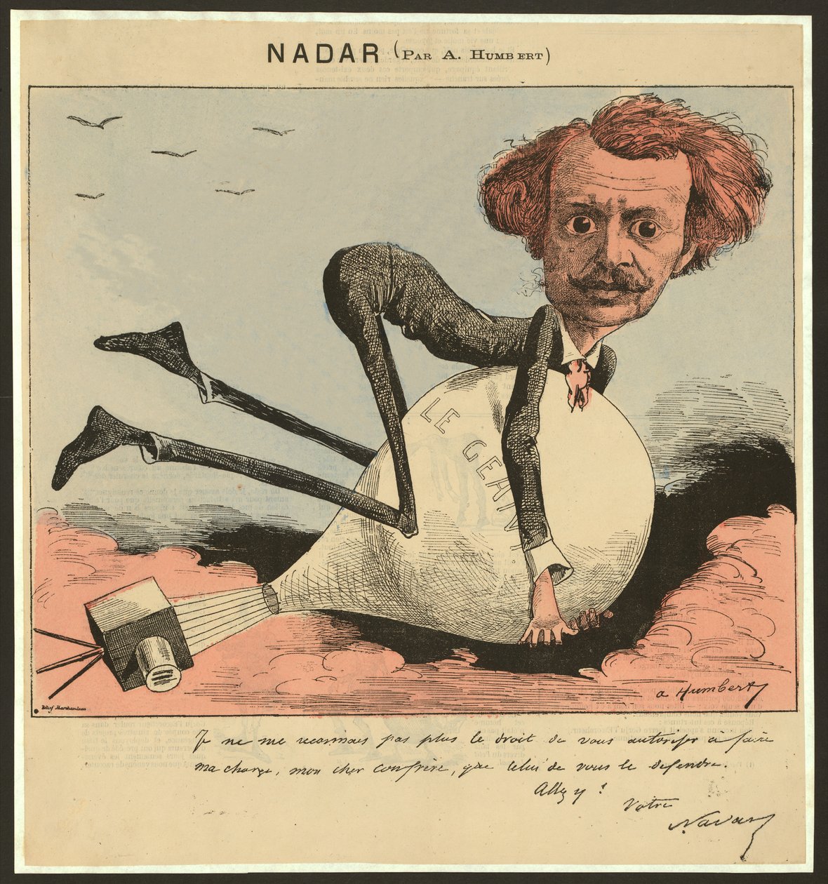 Nadar, pub. 1863 (litho colorido) de Albert Humbert