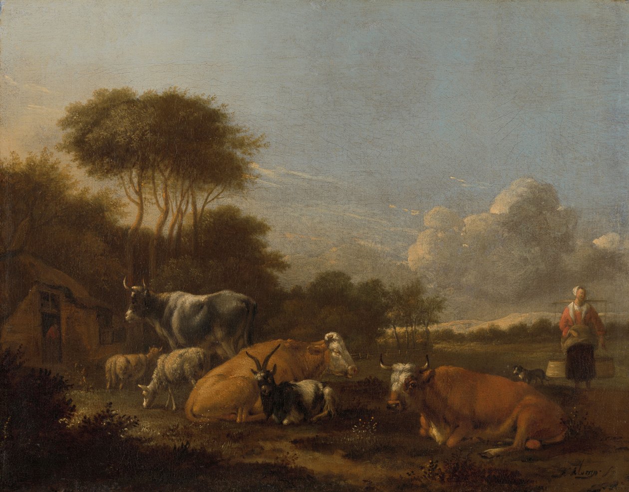 Paisagem com gado de Albert Jansz Klomp