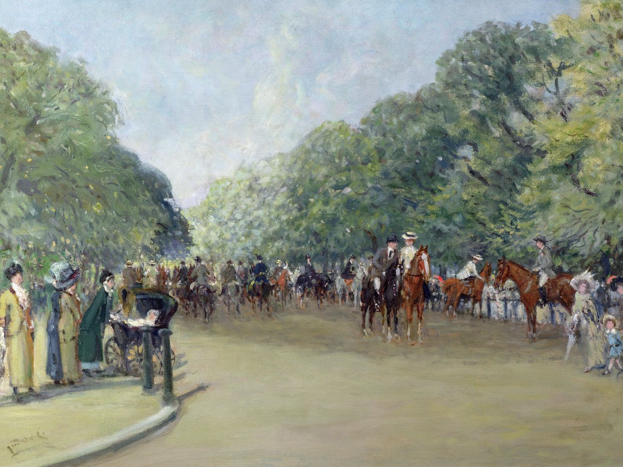 Vista do Hyde Park com figuras na linha podre de Albert Jnr. Ludovici