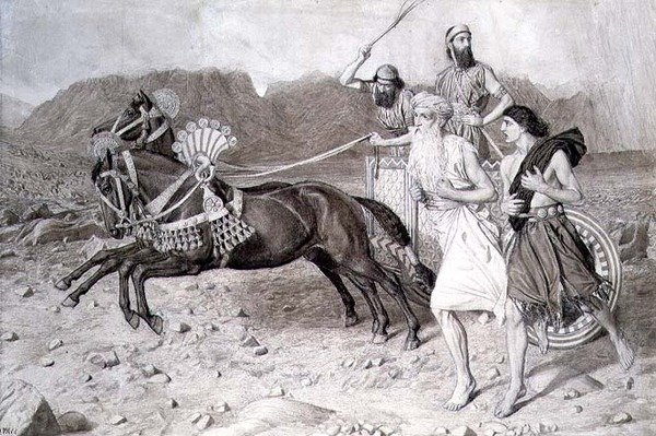 Elijah Correndo para Jezreel antes da carruagem de Ahab de Albert Joseph Moore