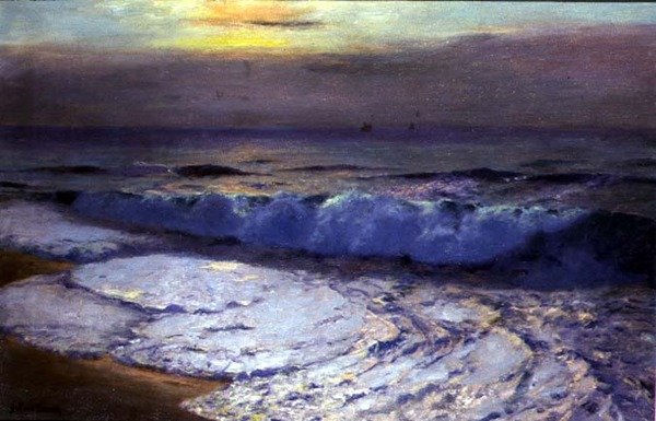 The Breaking Wave, Dusk (óleo sobre tela) de Albert Julius Olsson