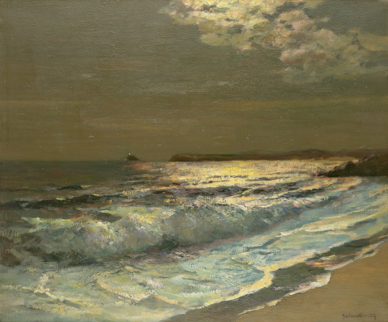 A onda de quebra ao luar de Albert Julius Olsson