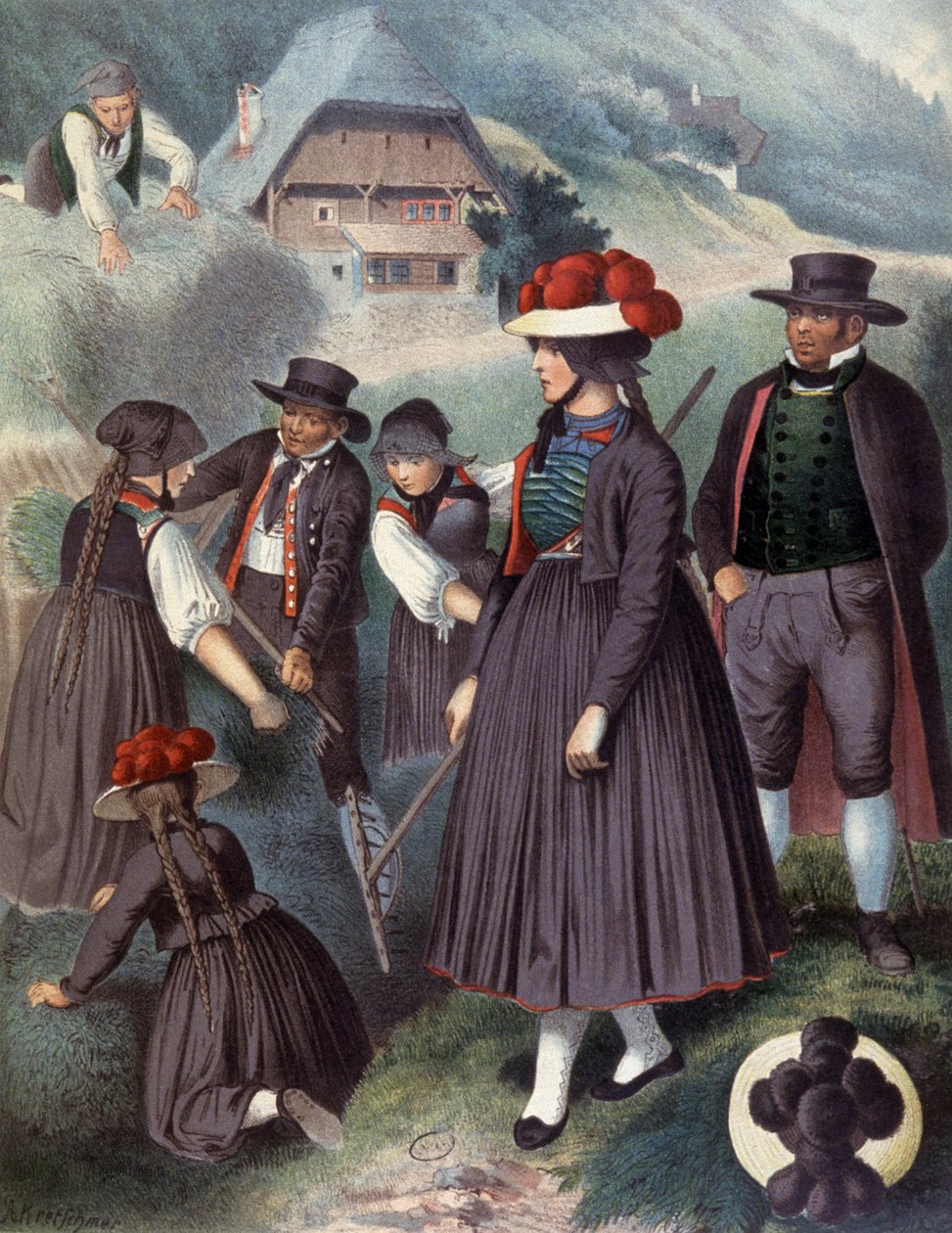 Camponeses nos arredores de Baden, c.1860 (gravura) de Albert Kretschmer