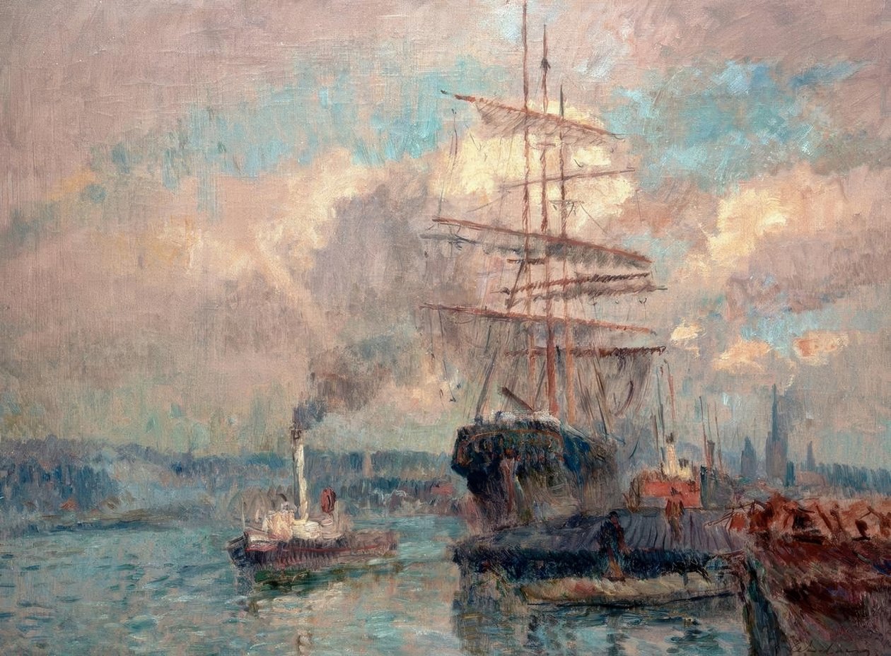 No porto de Rouen de Albert Lebourg
