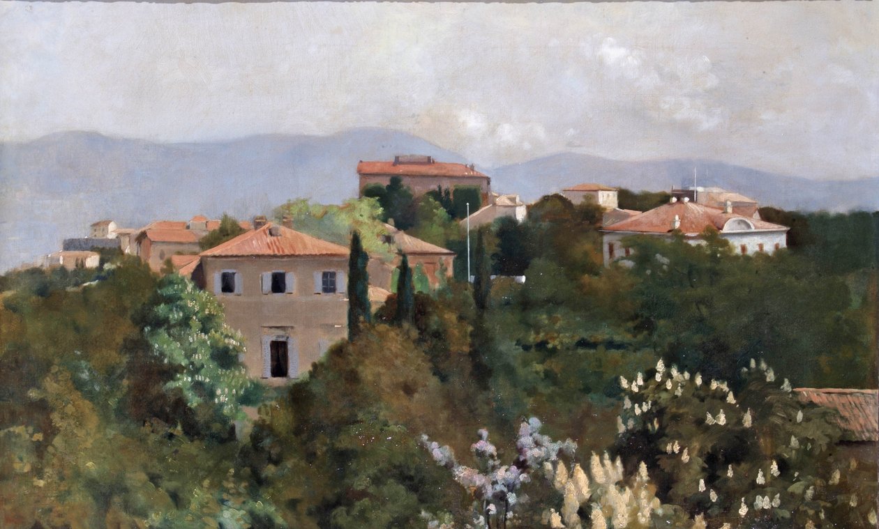 Casas de colina em Trieste, c.1889 de Albert Letchford