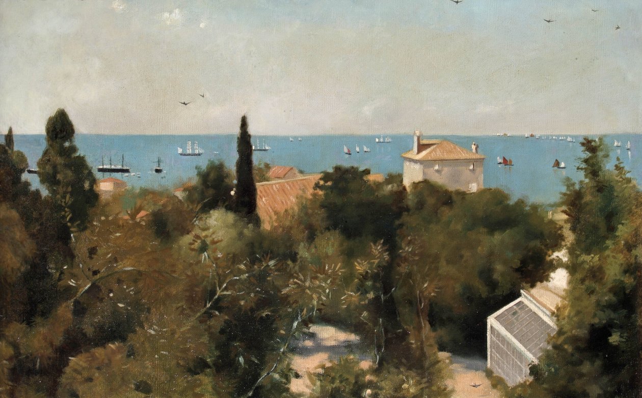 Vista do litoral, Trieste, c.1889 de Albert Letchford