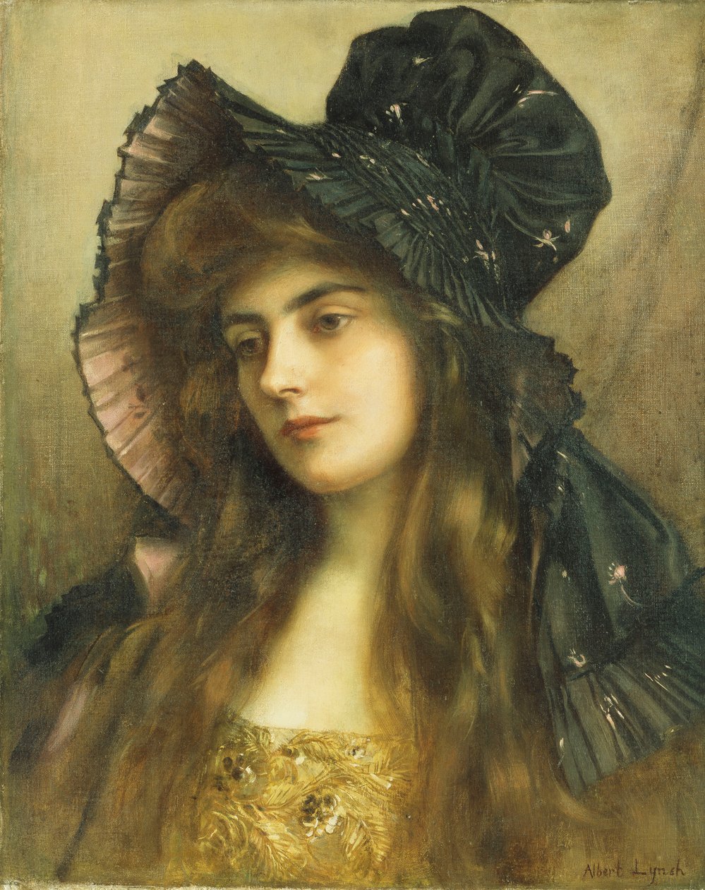 Uma jovem beleza de chapéu preto, de Albert Lynch