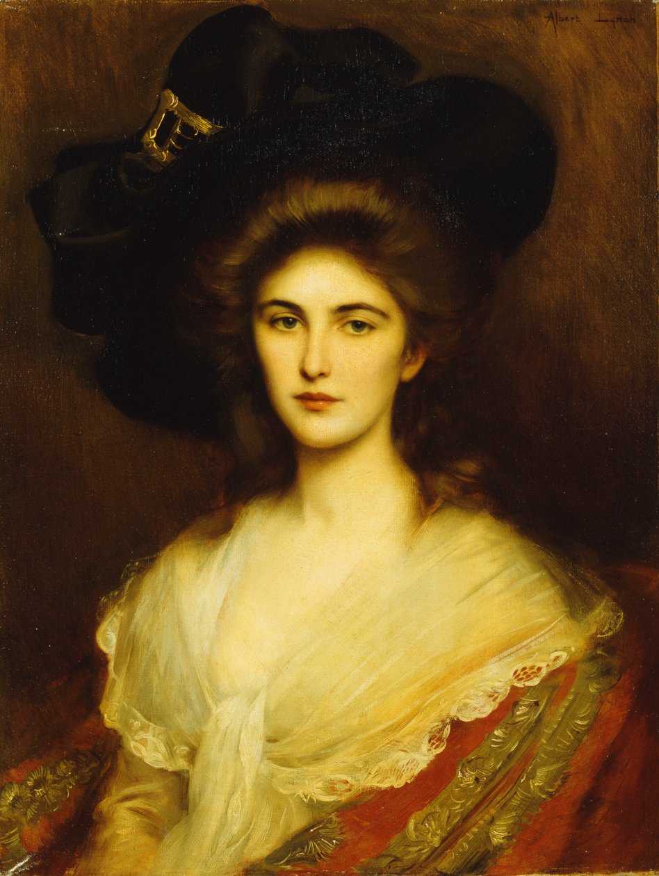 Retrato de uma senhora elegante de chapéu preto, de Albert Lynch