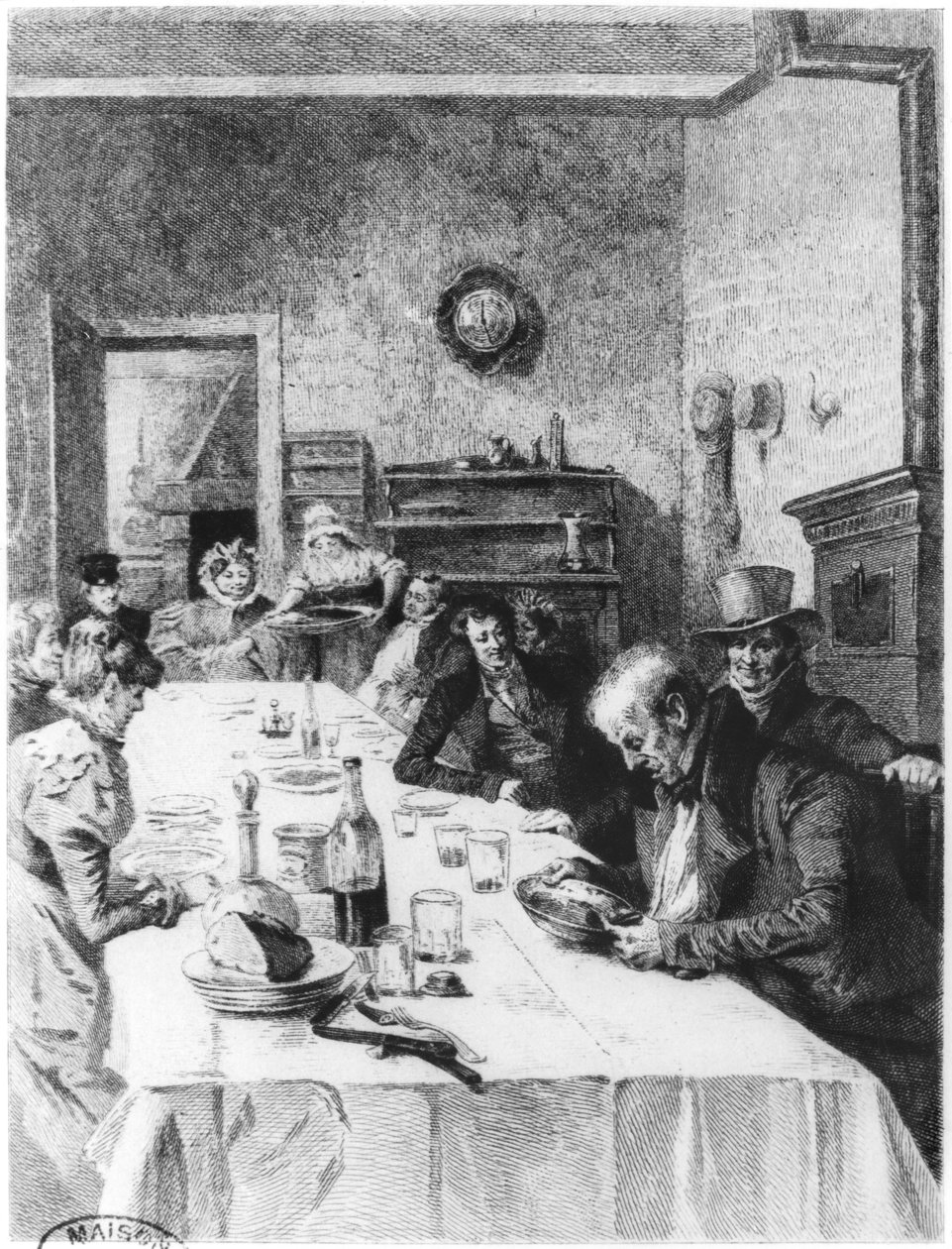 O Vauquer Boarding House, ilustração de "Le Pere Goriot" por Honore de Balzac (1799-1850) 1900 de Albert Lynch