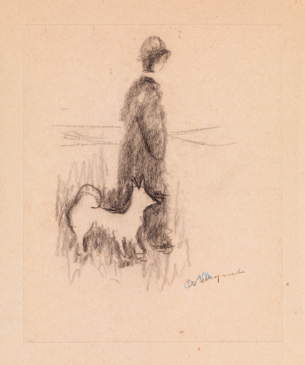 Figura com um cão (desenho sobre papel) de Albert Marquet