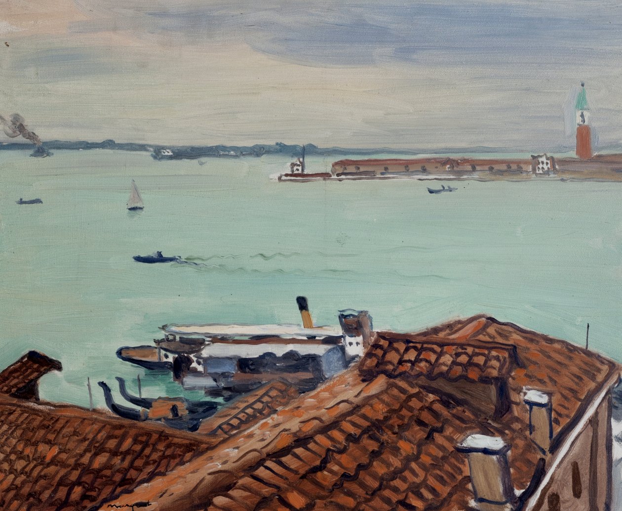 Telhados em Veneza (óleo sobre painel) de Albert Marquet