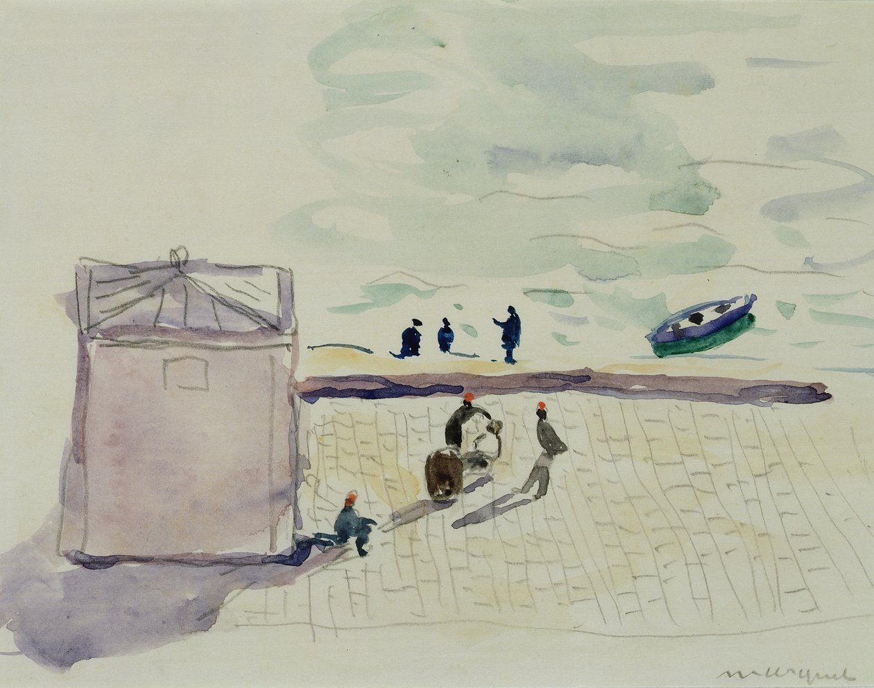 No cais em Argel (aguarela sobre papel) de Albert Marquet
