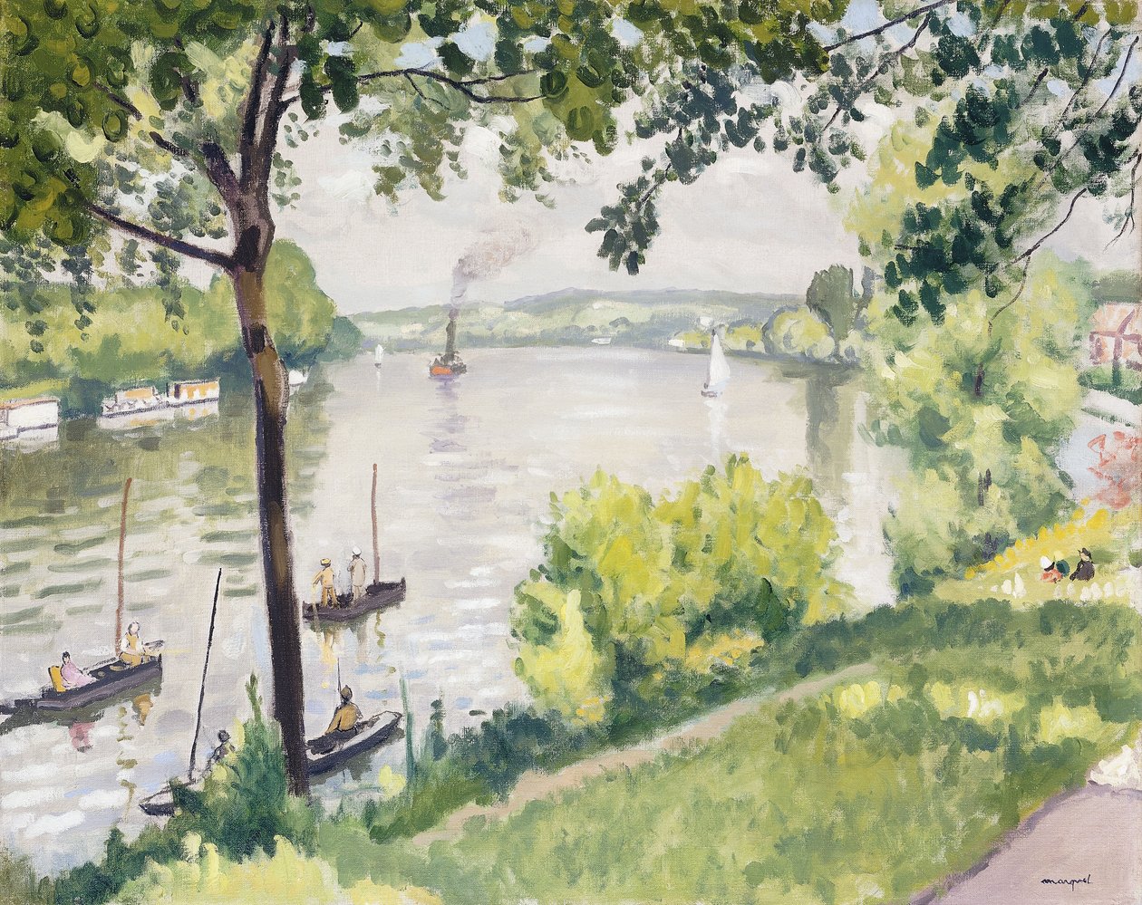 Os Bancos de Triel (O Rebocador); Berge a Triel (Le Remorqueur) de Albert Marquet