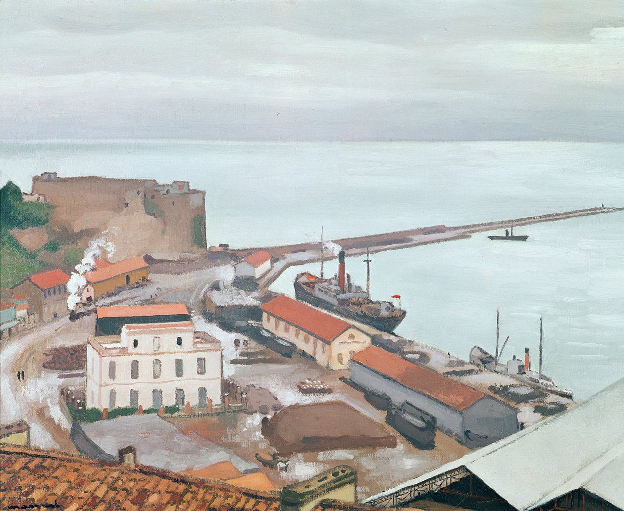 O Porto de Bougie em Clima Cinzento de Albert Marquet
