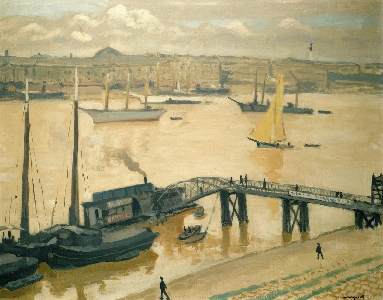 O porto de bordeaux. Óleo sobre tela de Albert Marquet