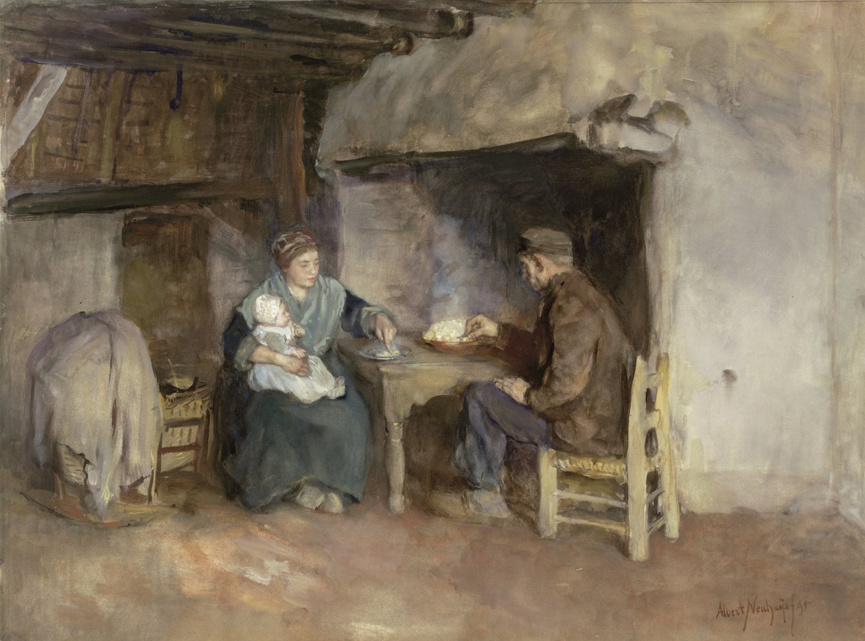 Refeição da tarde numa família de camponeses de Albert  Neuhuys