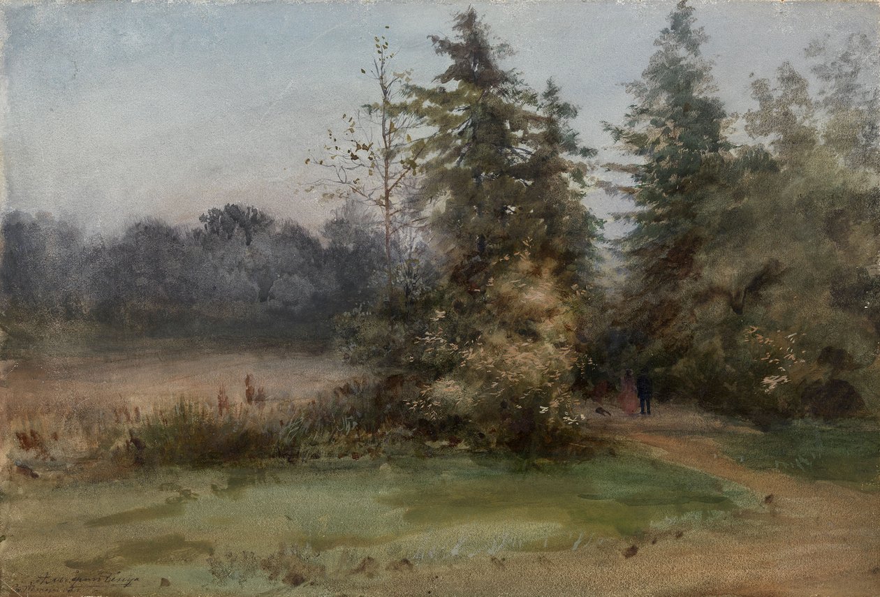 Paisagem com duas figuras de Albert Nikolaevich Benois
