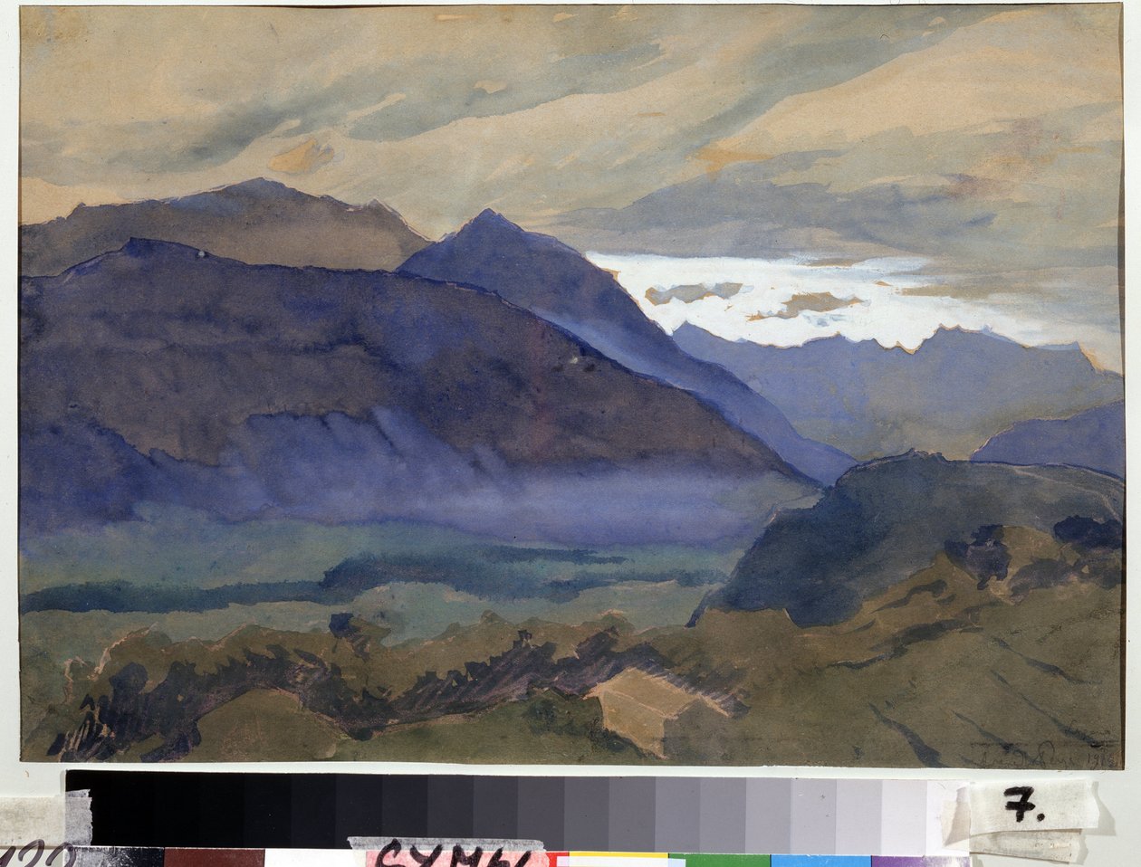 Lugano (Suíça) (Lugano). Desenho de Alexander Nikolayevich Benois (1870-1960). Aguarela sobre papel, 30,2 x 47 cm de Albert Nikolayevich Benois