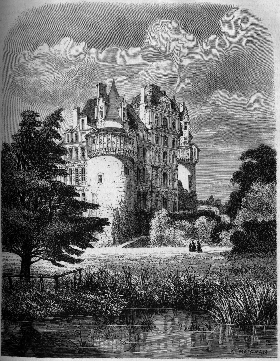 Chateau de la Loire: vista exterior do Chateau de Brissac (arquitectura renascentista) de Albert Pierre Rene Maignan