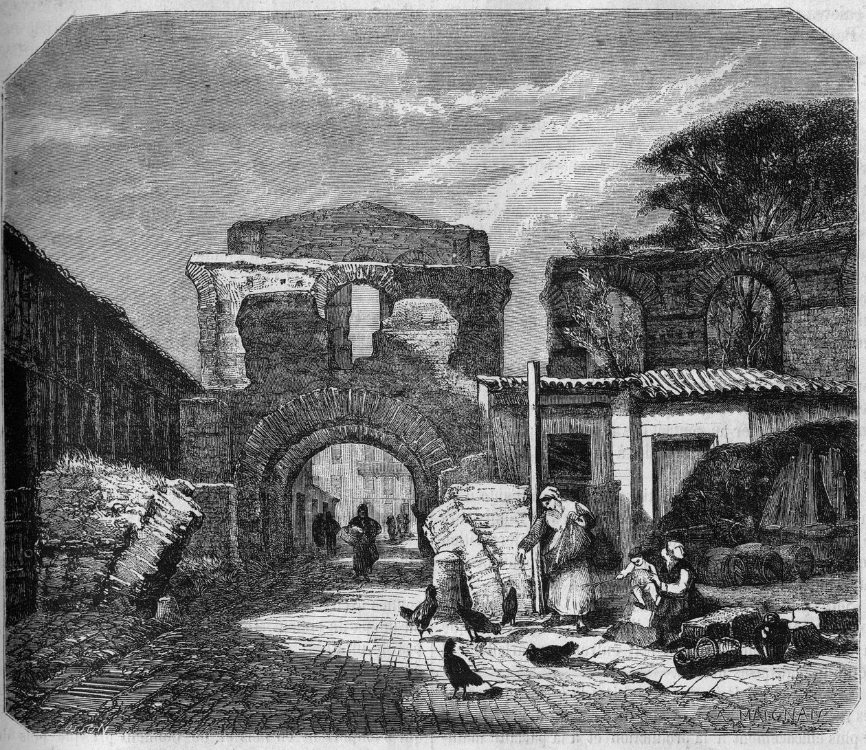 Arquitectura Gallo romana; vista do Palácio Gallien (anfiteatro do século III). Bordeaux, Gironde (33) de Albert Pierre Rene Maignan