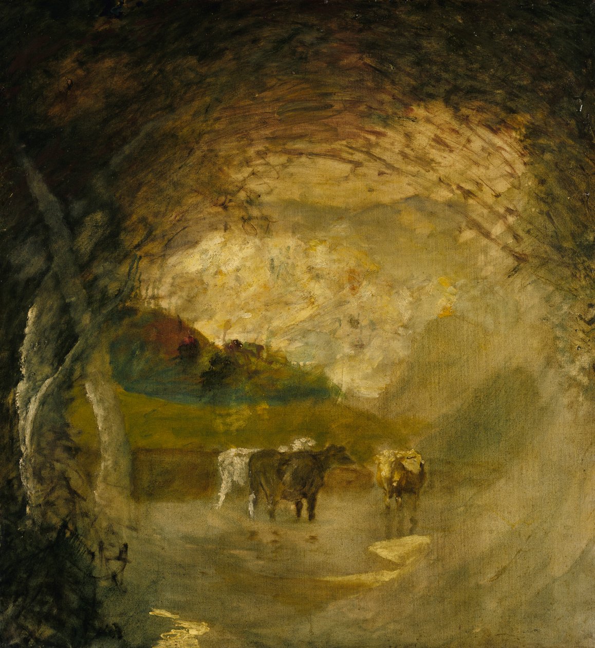 Paisagem com árvores e gado, antes de 1897. de Albert Pinkham Ryder