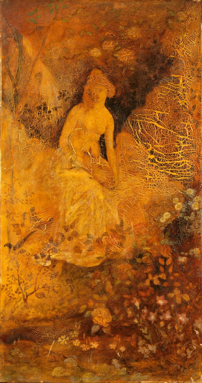Painel para um ecrã: Mulher com um veado de Albert Pinkham Ryder