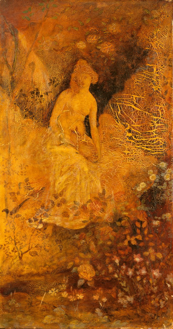 Painel para uma tela: Mulher com um veado, ca. 1876. de Albert Pinkham Ryder