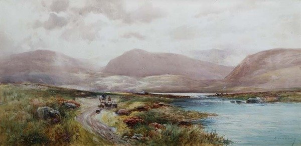 Scottish Landscape, c.1910 (aguarela sobre papel) de Albert Procter