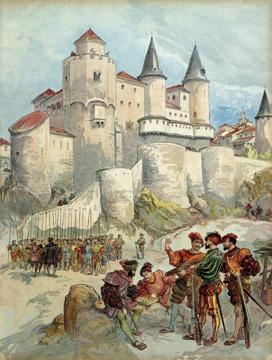 Um prisioneiro, François 1st (1494-1547) foi trancado numa torre do Alcazar, em Madrid (Espanha), até 1526. Ilustração de Albert Robida