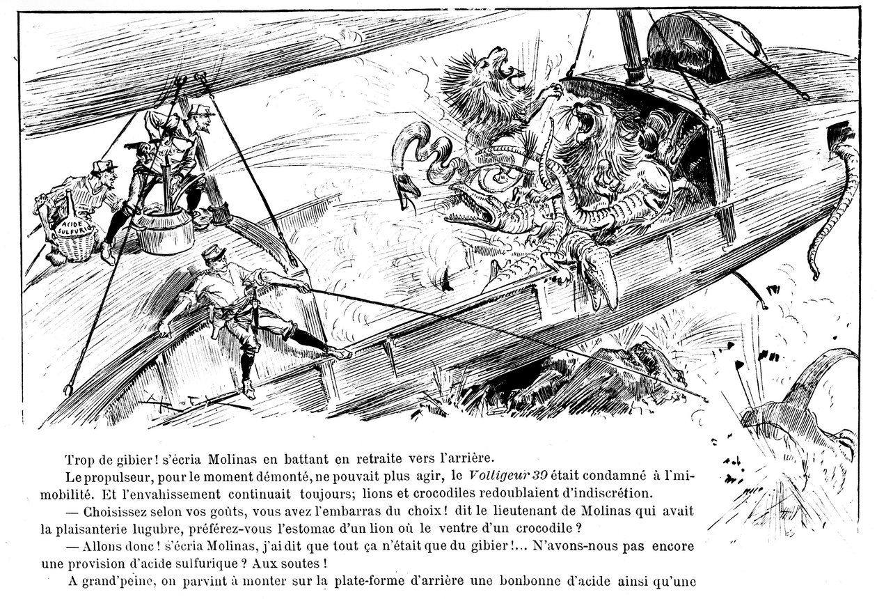 Antecipação: The Attack of the Voltigeur 39 - in "The War in the 20th Century" de A. Robida, ed. Georges Decaux de Albert Robida