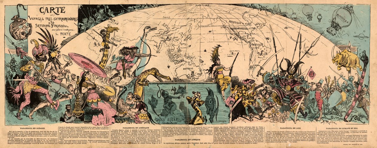Mapa de viagens muito extraordinárias por Saturnin Farandoul de Albert Robida