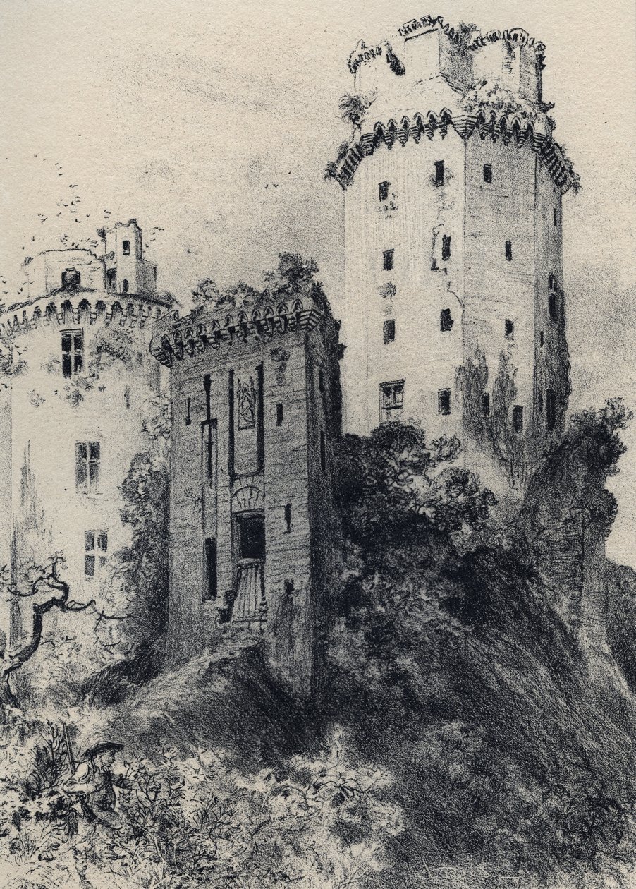Fortaleza de Largoet (torres de Elven) - Velha França - Bretanha - textos, desenhos e litografias, de Albert Robida (1848-1926) finais do século XIX sem data de Albert Robida