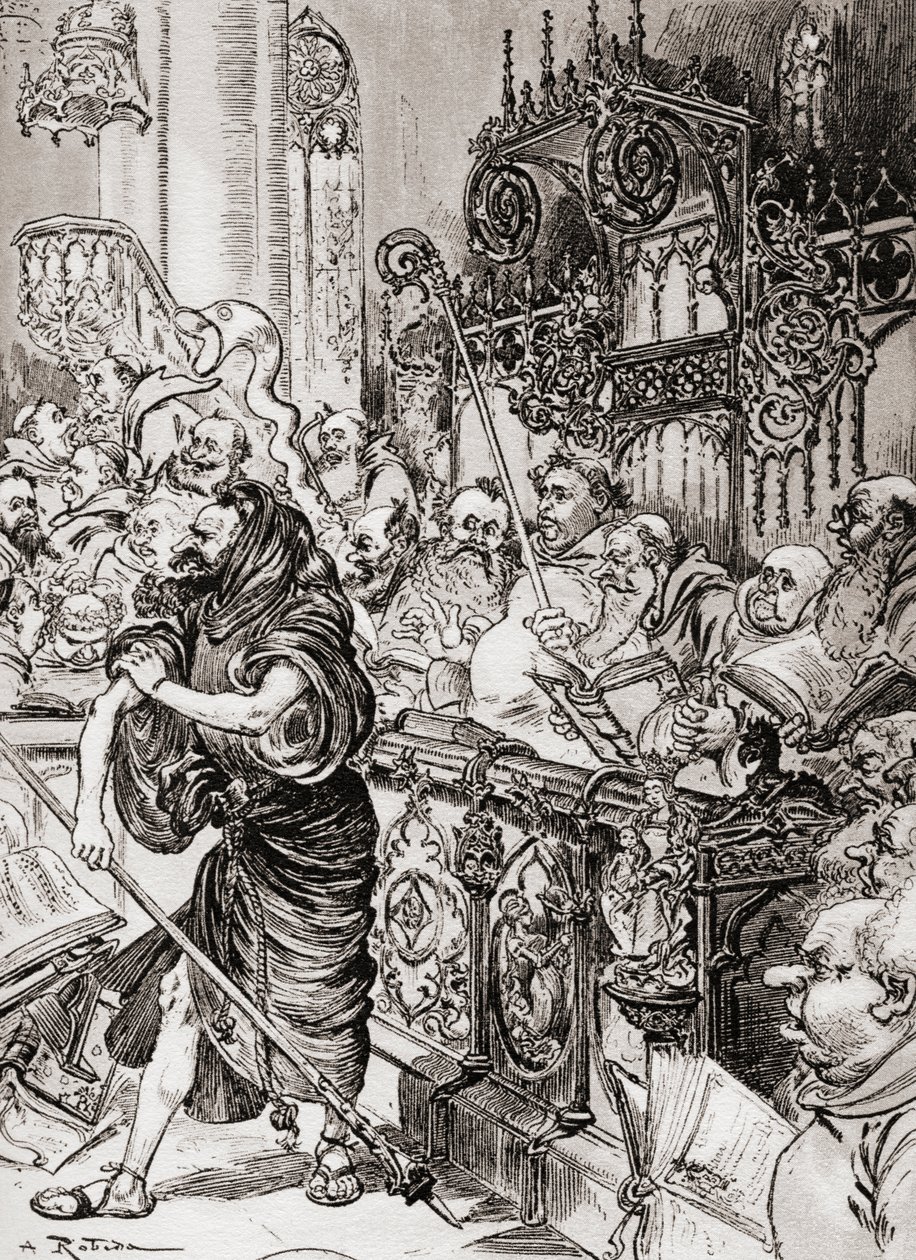 Frei John des Entommeures apreendeu o bastão da cruz. de Albert Robida