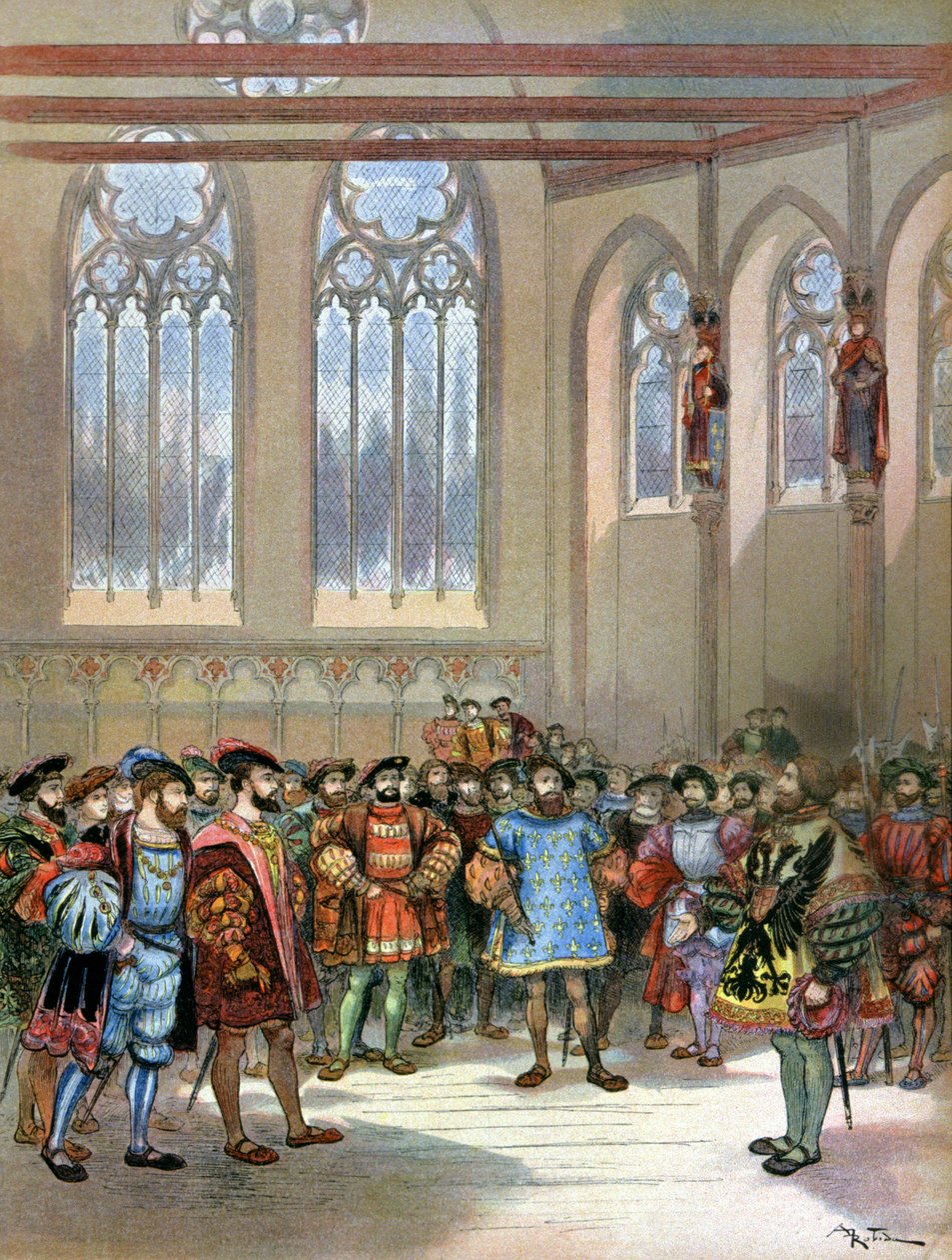 Harbinger de Charles Quint recebido por François I de Albert Robida