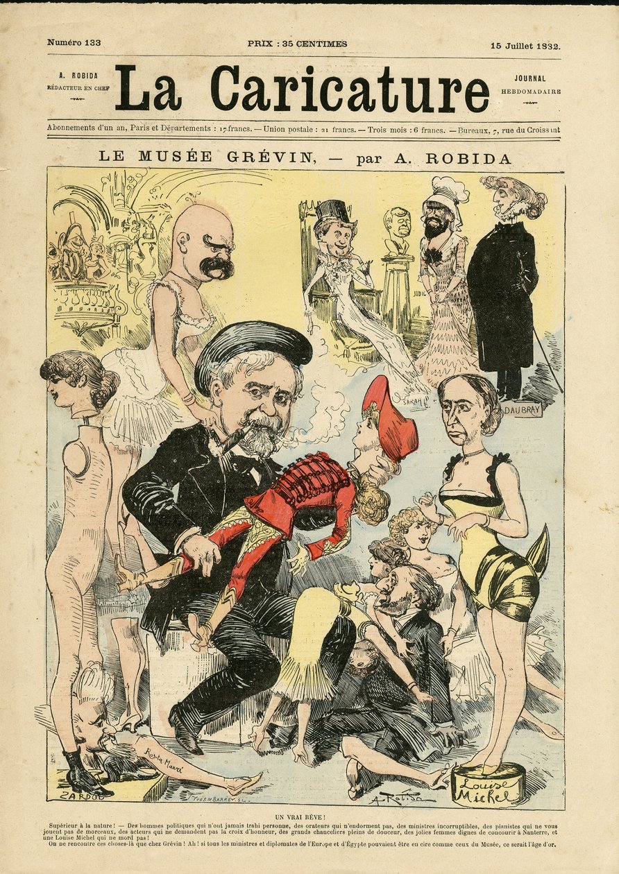 Ilustração de Albert Robida (1848-1926) para a capa de La Caricature (1880) de Albert Robida